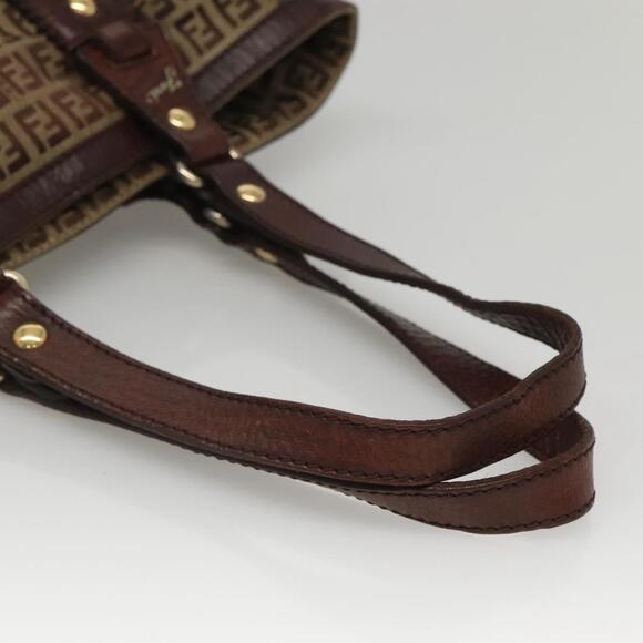 FENDI Zucchino Canvas Tote Bag Beige Gold - Picture 7 of 12